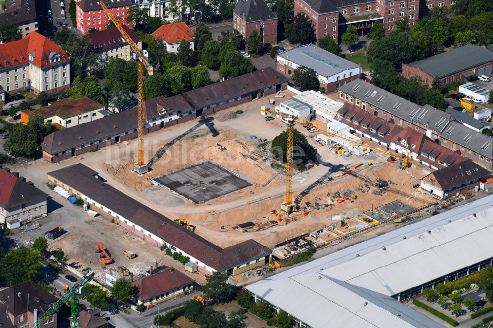 Luftaufnahme Karlsruhe - Baustelle zum Neubau einer Mehrfamilienhaus-Wohnanlage HOFGARTEN KARREE in Karlsruhe im Bundesland Baden-Württemberg, Deutschland