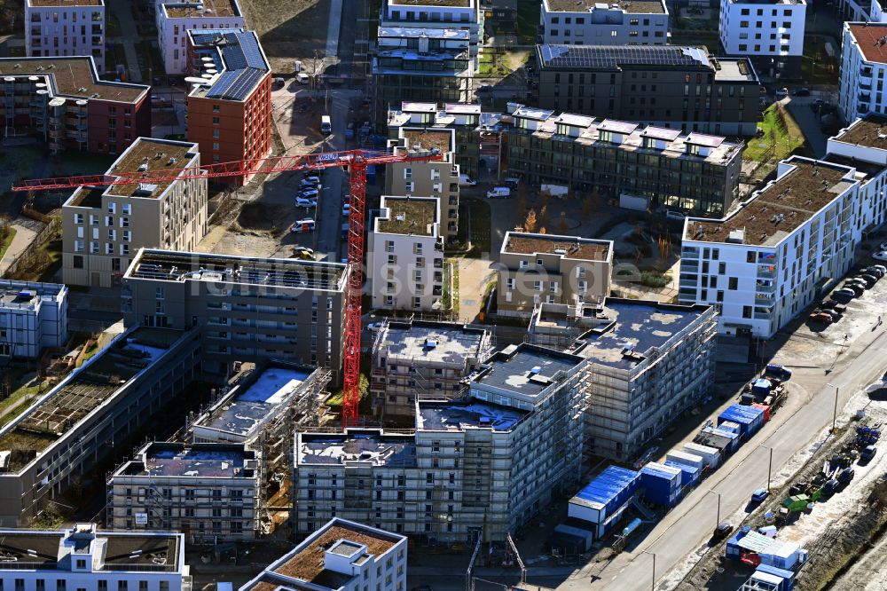 München von oben - Baustelle zum Neubau einer Mehrfamilienhaus-Wohnanlage Hörweg - Aubinger Allee - Christel-Sembach-Krone-Straße in München im Bundesland Bayern, Deutschland