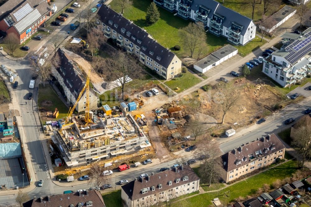 Luftaufnahme Hattingen - Baustelle zum Neubau einer Mehrfamilienhaus-Wohnanlage der hwg eG am Südring in Hattingen im Bundesland Nordrhein-Westfalen, Deutschland