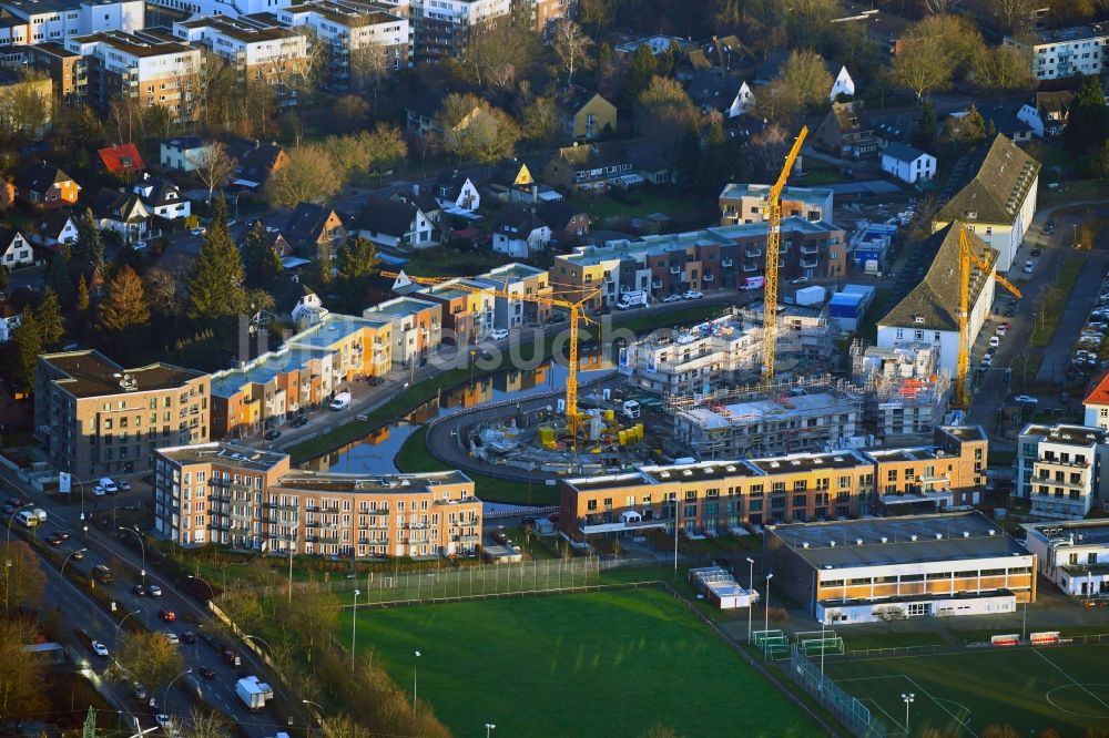 Luftbild Hamburg - Baustelle zum Neubau einer Mehrfamilienhaus-Wohnanlage Jenfelder Au im Ortsteil Jenfeld in Hamburg, Deutschland