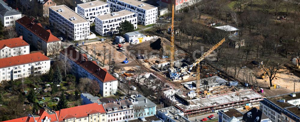 Luftbild Berlin - Baustelle zum Neubau einer Mehrfamilienhaus-Wohnanlage Joachimstraße Ecke Lindenstraße im Ortsteil Köpenick in Berlin