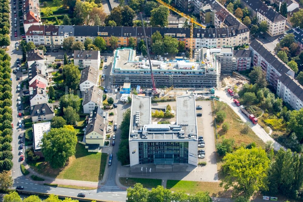 Luftbild Dortmund - Baustelle zum Neubau einer Mehrfamilienhaus-Wohnanlage in der Kleverstraße in Dortmund im Bundesland Nordrhein-Westfalen