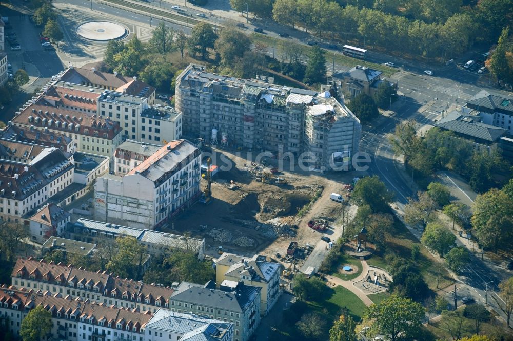 Luftbild Dresden - Baustelle zum Neubau einer Mehrfamilienhaus-Wohnanlage Königshöfe in Dresden im Bundesland Sachsen, Deutschland