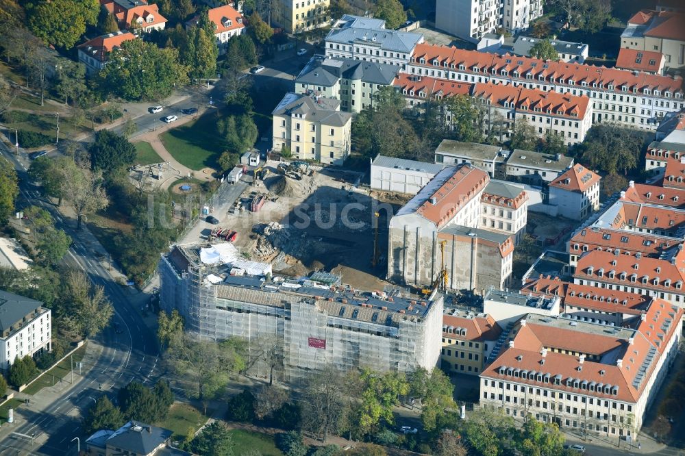 Luftbild Dresden - Baustelle zum Neubau einer Mehrfamilienhaus-Wohnanlage Königshöfe in Dresden im Bundesland Sachsen, Deutschland