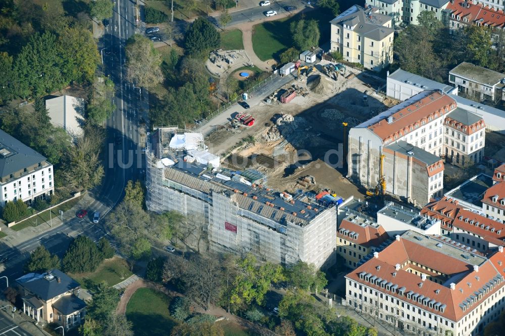 Luftbild Dresden - Baustelle zum Neubau einer Mehrfamilienhaus-Wohnanlage Königshöfe in Dresden im Bundesland Sachsen, Deutschland