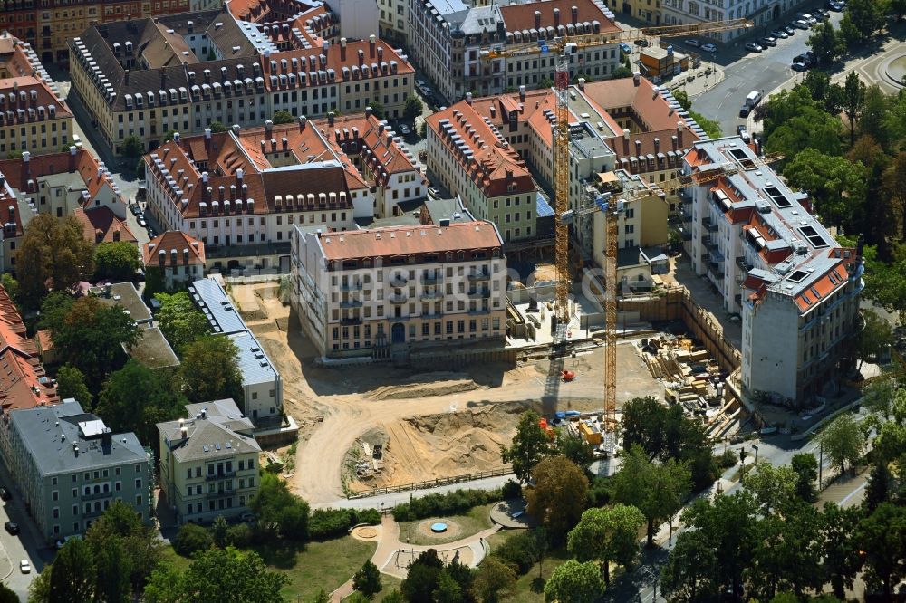 Luftaufnahme Dresden - Baustelle zum Neubau einer Mehrfamilienhaus-Wohnanlage Königshöfe in Dresden im Bundesland Sachsen, Deutschland