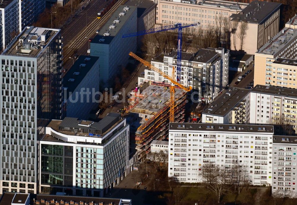 Luftbild Berlin - Baustelle zum Neubau einer Mehrfamilienhaus-Wohnanlage Königstadt Quartier am Alexanderplatz in Berlin, Deutschland