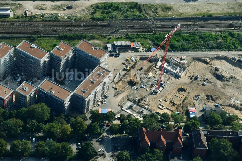 Luftaufnahme Berlin - Baustelle zum Neubau einer Mehrfamilienhaus-Wohnanlage Kruppstraße - Lehrter Straße in Berlin