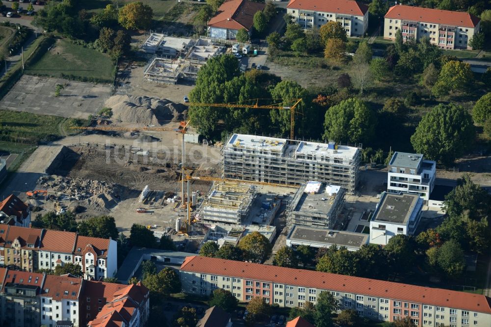 Erfurt aus der Vogelperspektive: Baustelle zum Neubau einer Mehrfamilienhaus-Wohnanlage Lassallestraße in der Johannesvorstadt in Erfurt im Bundesland Thüringen