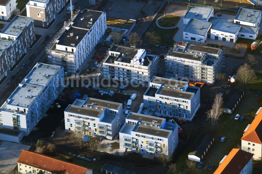 Luftbild Erfurt - Baustelle zum Neubau einer Mehrfamilienhaus-Wohnanlage Lassallestraße in der Johannesvorstadt in Erfurt im Bundesland Thüringen