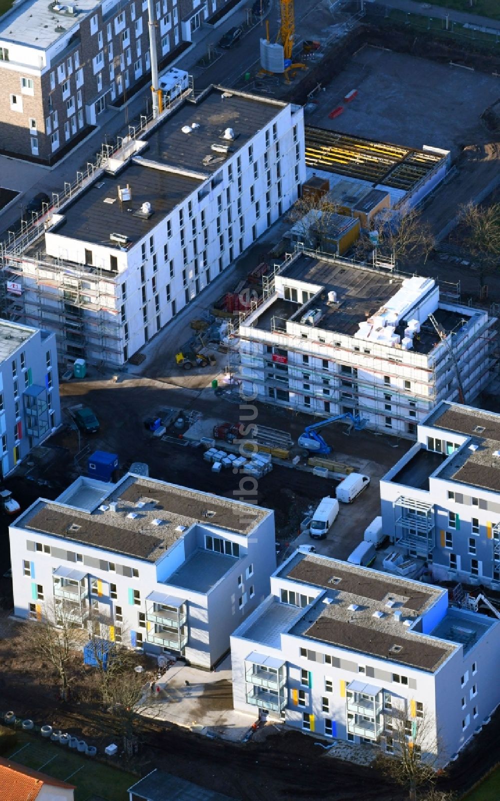 Luftbild Erfurt - Baustelle zum Neubau einer Mehrfamilienhaus-Wohnanlage Lassallestraße in der Johannesvorstadt in Erfurt im Bundesland Thüringen