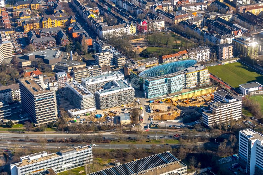 Luftbild Düsseldorf - Baustelle zum Neubau einer Mehrfamilienhaus-Wohnanlage „LaVie“ in Düsseldorf im Bundesland Nordrhein-Westfalen, Deutschland