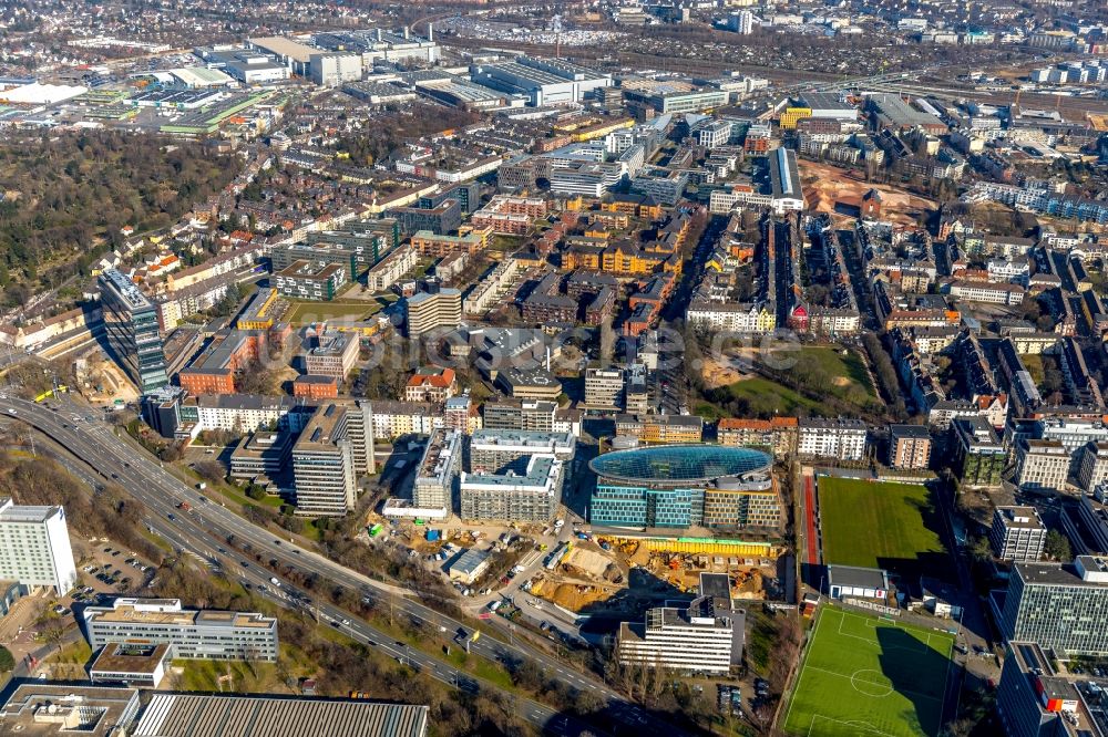 Luftaufnahme Düsseldorf - Baustelle zum Neubau einer Mehrfamilienhaus-Wohnanlage „LaVie“ in Düsseldorf im Bundesland Nordrhein-Westfalen, Deutschland