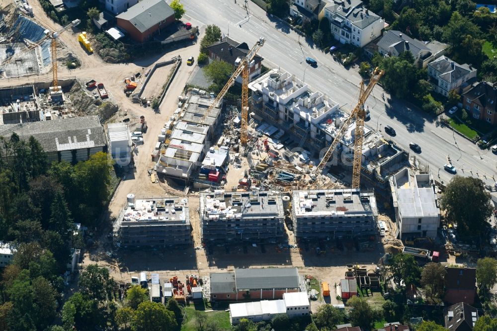 Luftbild Lübeck - Baustelle zum Neubau einer Mehrfamilienhaus-Wohnanlage in Lübeck im Bundesland Schleswig-Holstein, Deutschland