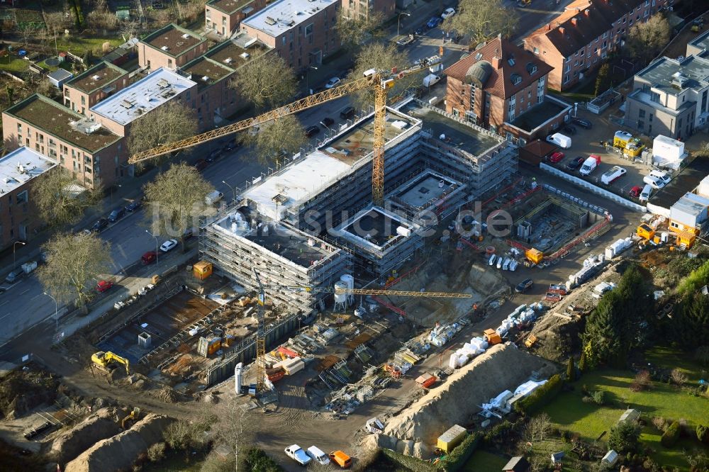 Luftaufnahme Lübeck - Baustelle zum Neubau einer Mehrfamilienhaus-Wohnanlage des LÜBECKER BAUVEREIN eG in Lübeck im Bundesland Schleswig-Holstein, Deutschland