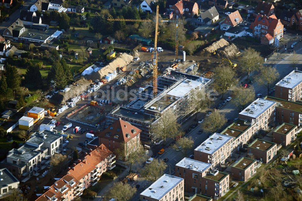 Lübeck von oben - Baustelle zum Neubau einer Mehrfamilienhaus-Wohnanlage des LÜBECKER BAUVEREIN eG in Lübeck im Bundesland Schleswig-Holstein, Deutschland