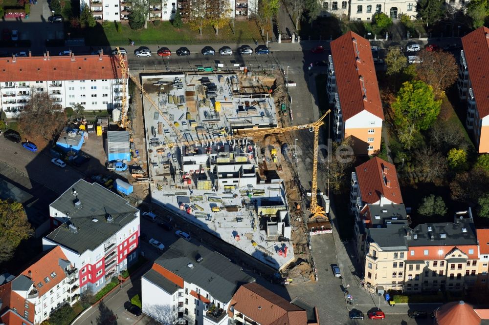 Magdeburg von oben - Baustelle zum Neubau einer Mehrfamilienhaus-Wohnanlage in Magdeburg im Bundesland Sachsen-Anhalt, Deutschland