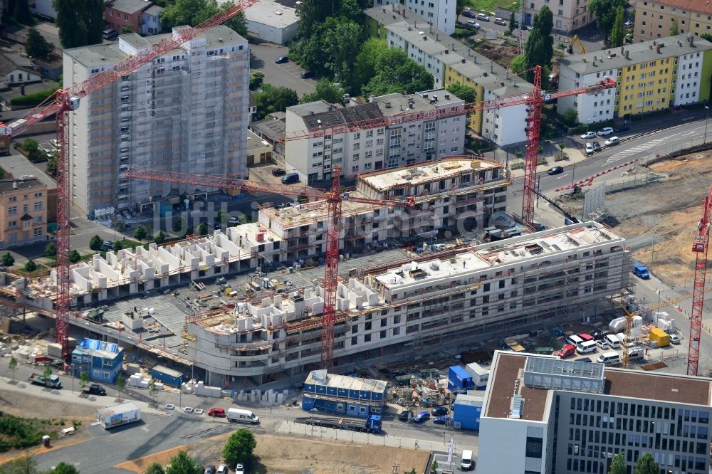 Luftbild Offenbach am Main - Baustelle zum Neubau einer Mehrfamilienhaus- Wohnanlage Mainstraße am Ufer des Main in Offenbach am Main im Bundesland Hessen