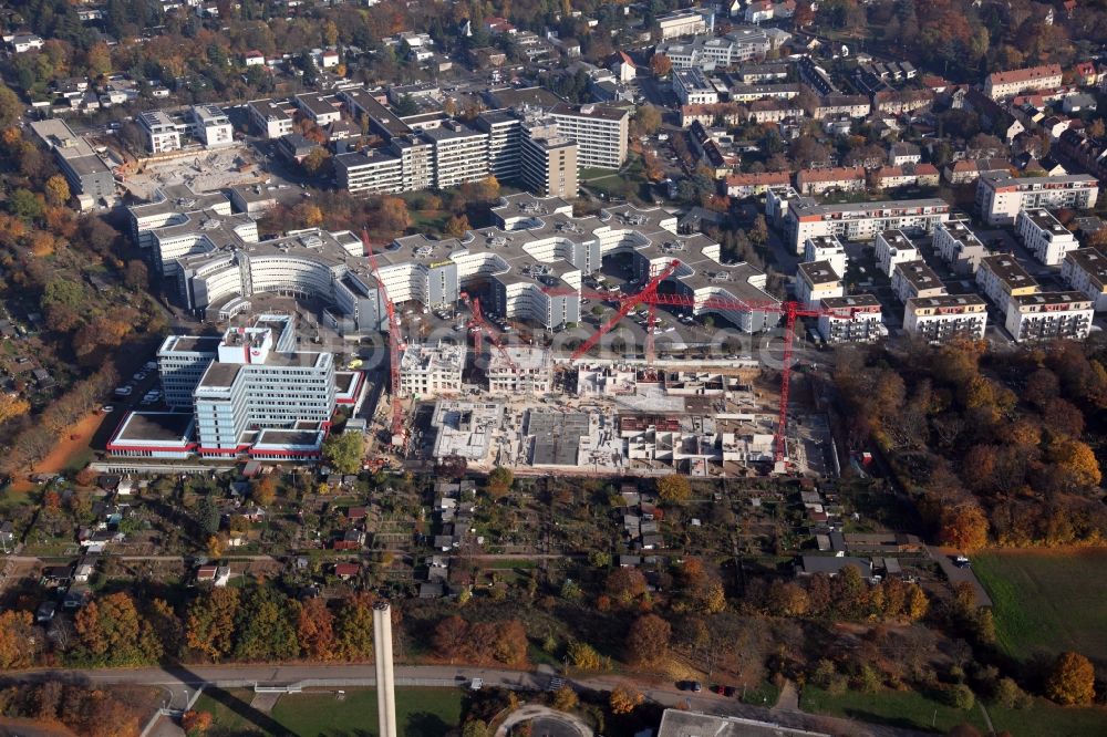 Luftbild Mainz - Baustelle zum Neubau einer Mehrfamilienhaus-Wohnanlage in Mainz im Bundesland Rheinland-Pfalz