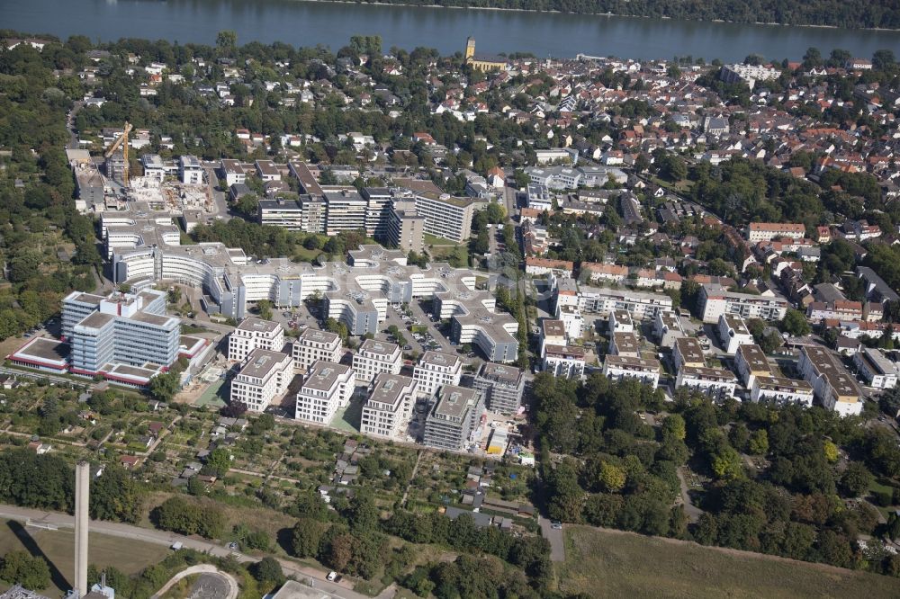 Luftbild Mainz - Baustelle zum Neubau einer Mehrfamilienhaus-Wohnanlage in Mainz im Bundesland Rheinland-Pfalz