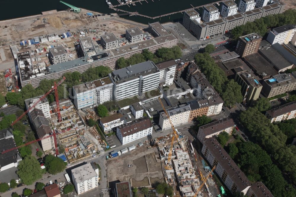 Mainz aus der Vogelperspektive: Baustelle zum Neubau einer Mehrfamilienhaus-Wohnanlage in Mainz im Bundesland Rheinland-Pfalz, Deutschland