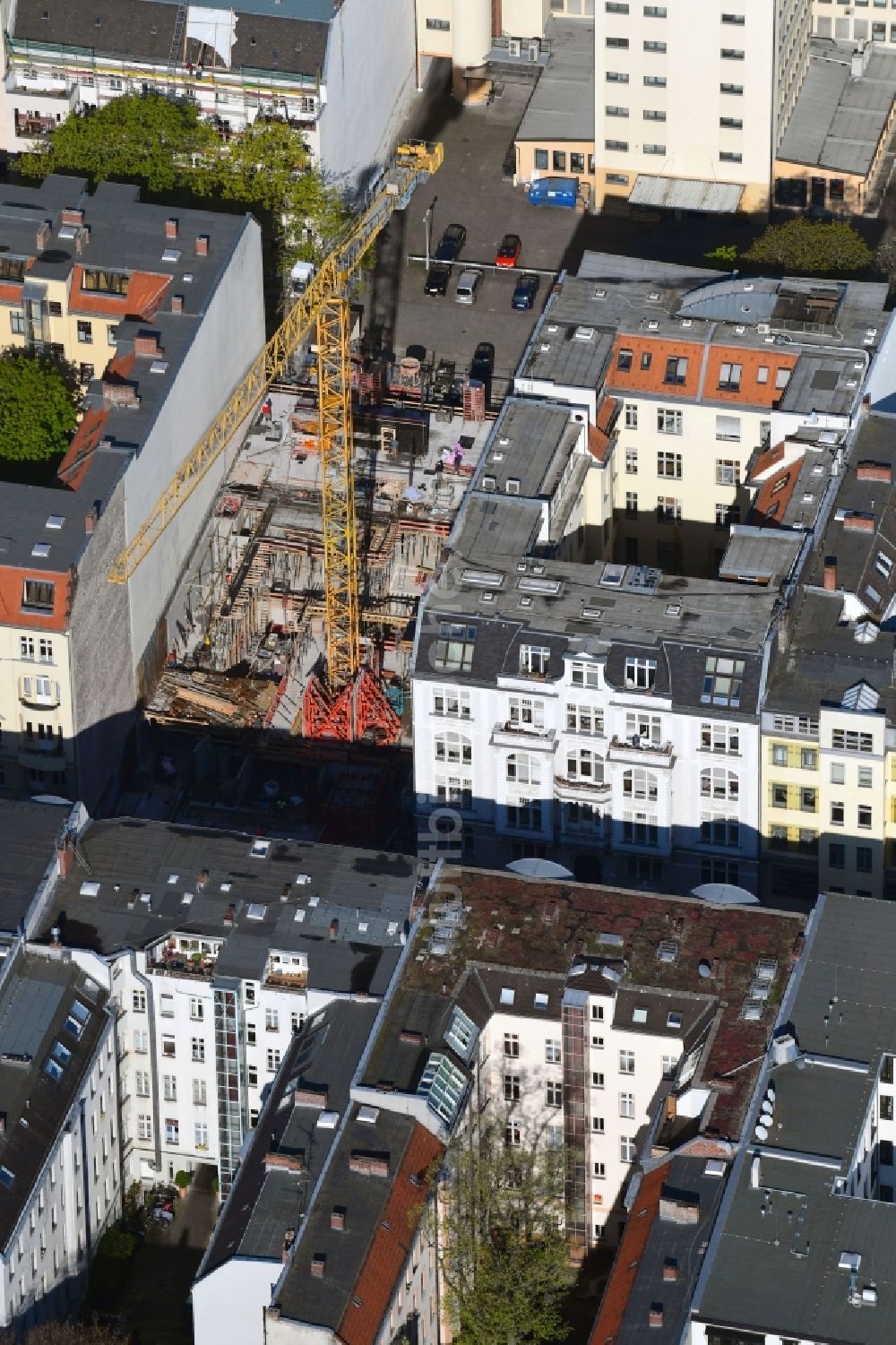 Luftaufnahme Berlin - Baustelle zum Neubau einer Mehrfamilienhaus-Wohnanlage MARBURGER4 in Berlin, Deutschland