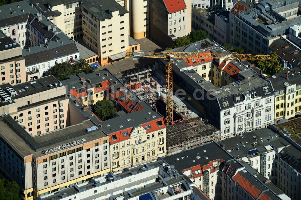 Luftbild Berlin - Baustelle zum Neubau einer Mehrfamilienhaus-Wohnanlage MARBURGER4 in Berlin, Deutschland