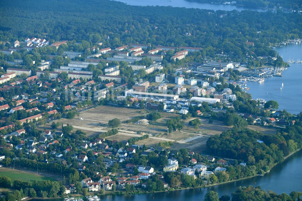 Luftbild Berlin - Baustelle zum Neubau einer Mehrfamilienhaus-Wohnanlage Marienufer in Berlin, Deutschland