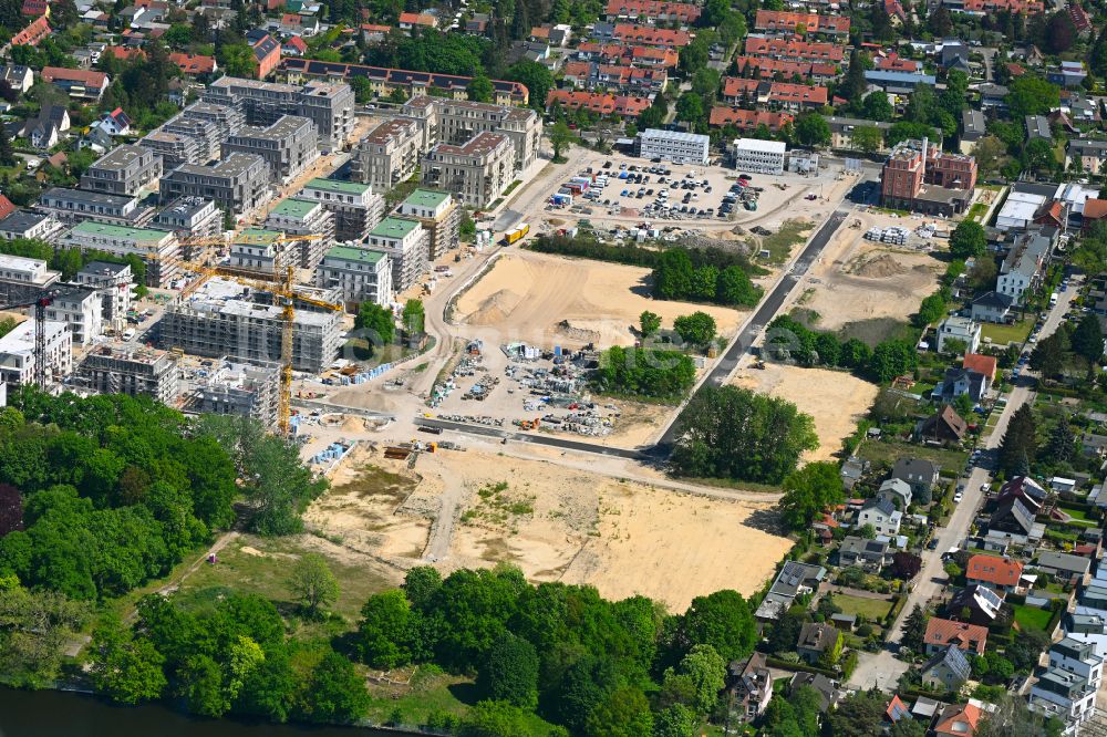 Luftaufnahme Berlin - Baustelle zum Neubau einer Mehrfamilienhaus-Wohnanlage Marienufer in Berlin, Deutschland