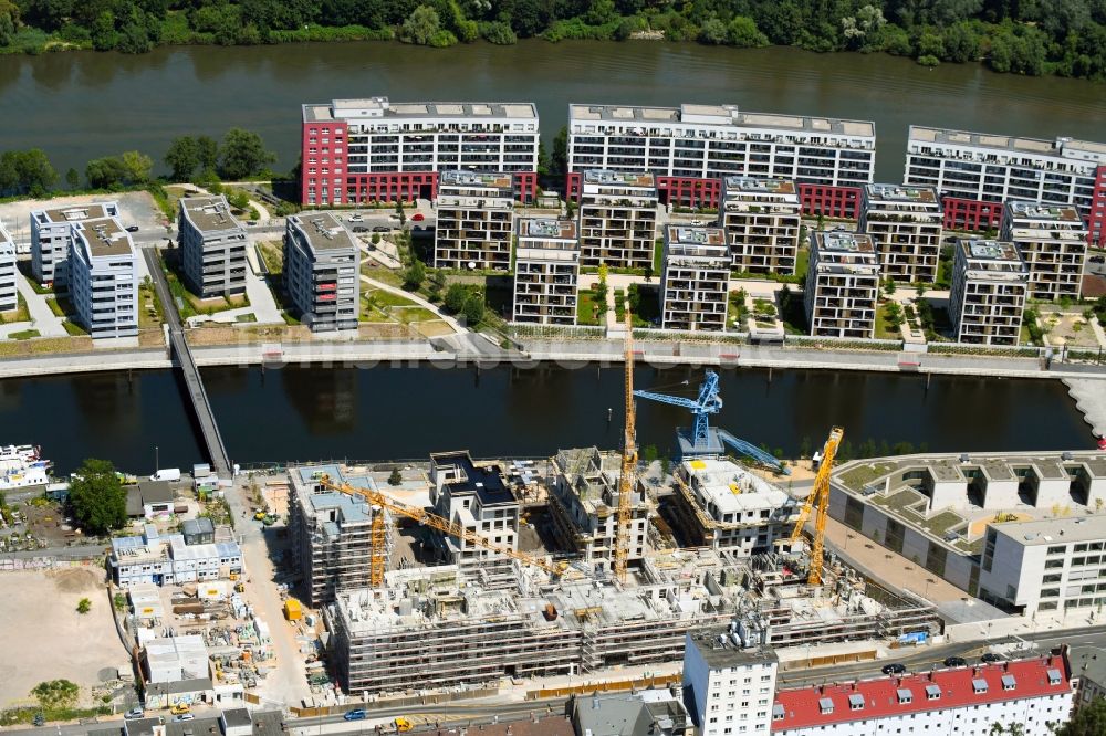 Luftaufnahme Offenbach am Main - Baustelle zum Neubau einer Mehrfamilienhaus-Wohnanlage Marina Gardens am Nordring im Ortsteil Nordend in Offenbach am Main im Bundesland Hessen, Deutschland