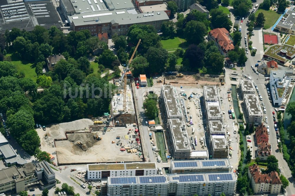 Luftbild Augsburg - Baustelle zum Neubau einer Mehrfamilienhaus-Wohnanlage der Martini GmbH & Co. KG in Augsburg im Bundesland Bayern, Deutschland