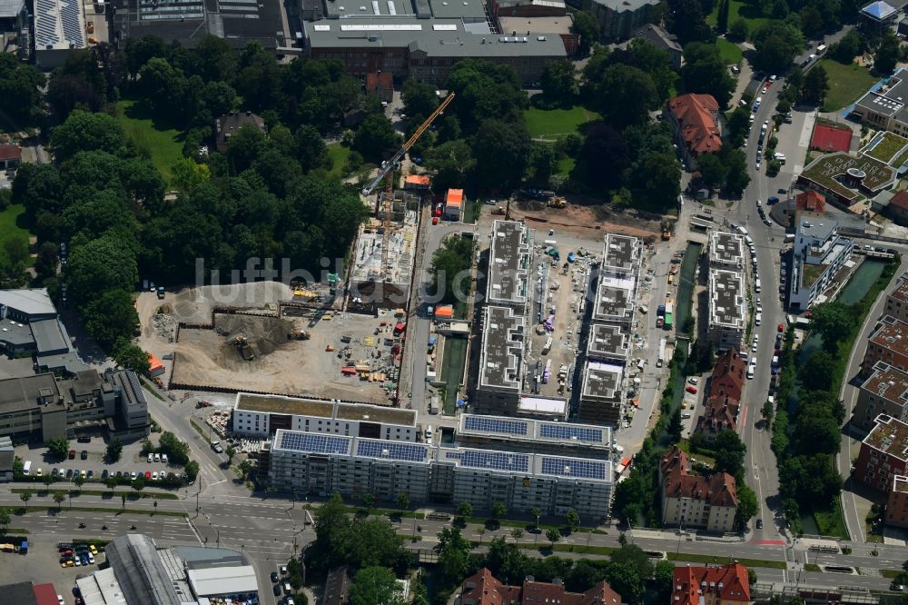 Luftaufnahme Augsburg - Baustelle zum Neubau einer Mehrfamilienhaus-Wohnanlage der Martini GmbH & Co. KG in Augsburg im Bundesland Bayern, Deutschland