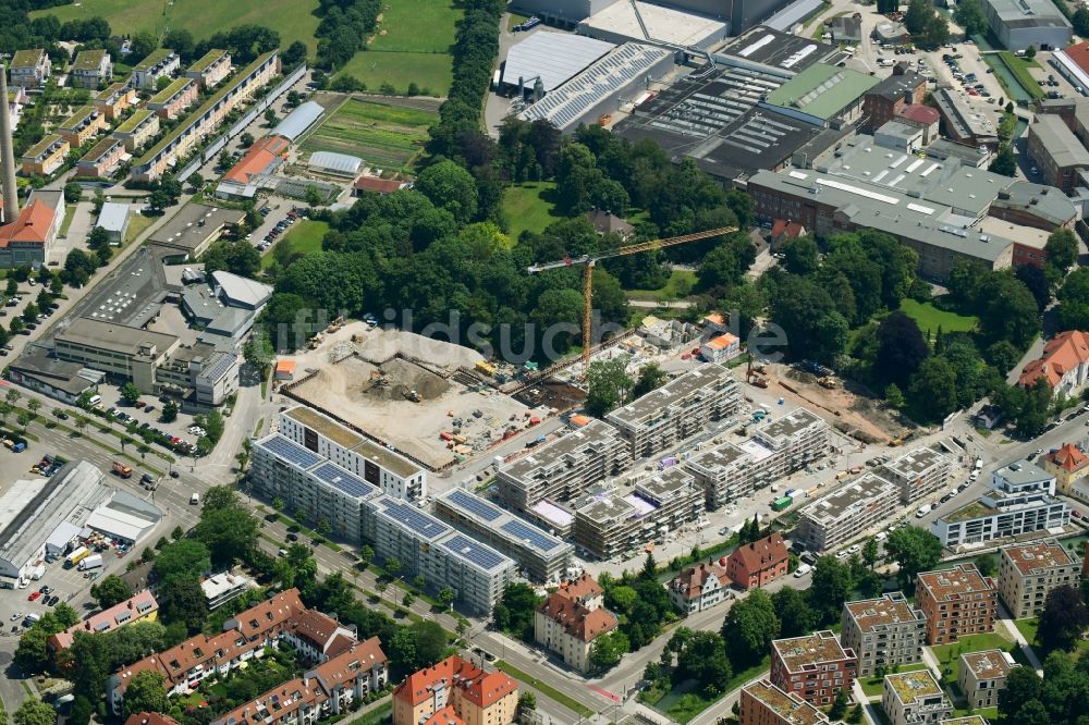 Luftbild Augsburg - Baustelle zum Neubau einer Mehrfamilienhaus-Wohnanlage der Martini GmbH & Co. KG in Augsburg im Bundesland Bayern, Deutschland