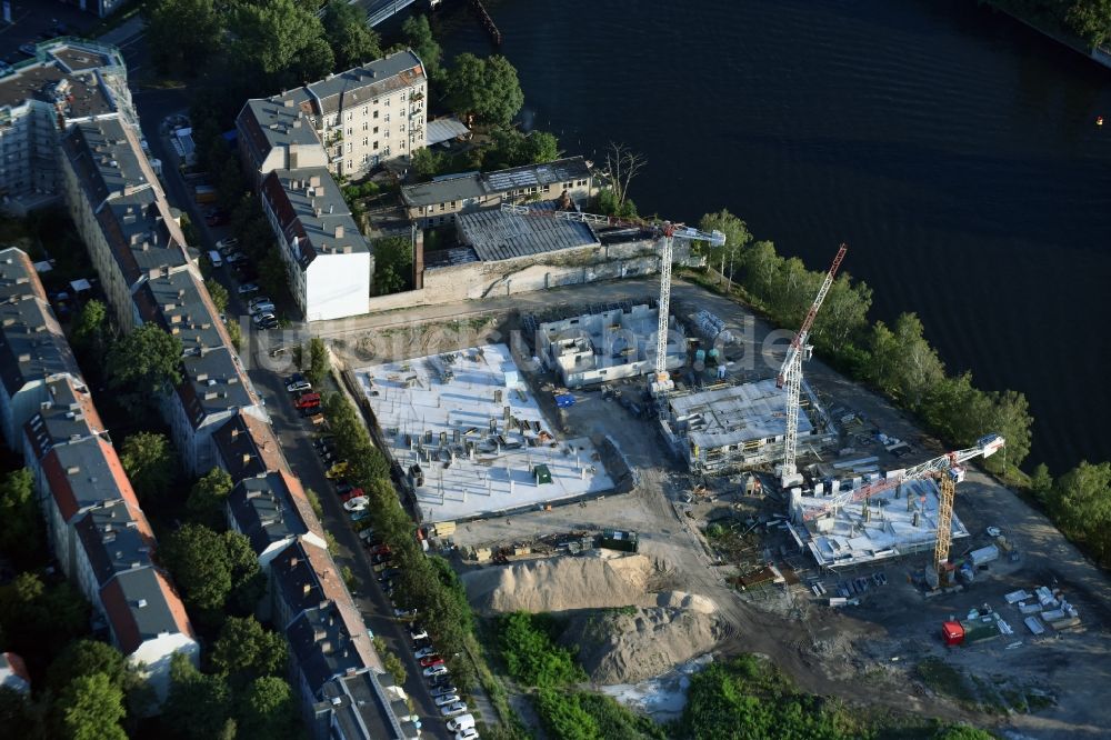 Luftbild Berlin - Baustelle zum Neubau einer Mehrfamilienhaus-Wohnanlage der MBN Bau AG in Berlin