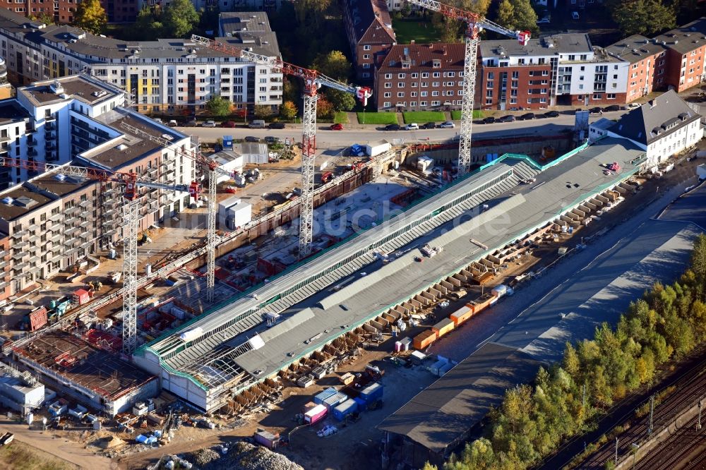 Hamburg von oben - Baustelle zum Neubau einer Mehrfamilienhaus-Wohnanlage Mitte Altona im Ortsteil Altona in Hamburg, Deutschland