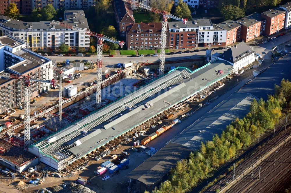 Hamburg aus der Vogelperspektive: Baustelle zum Neubau einer Mehrfamilienhaus-Wohnanlage Mitte Altona im Ortsteil Altona in Hamburg, Deutschland