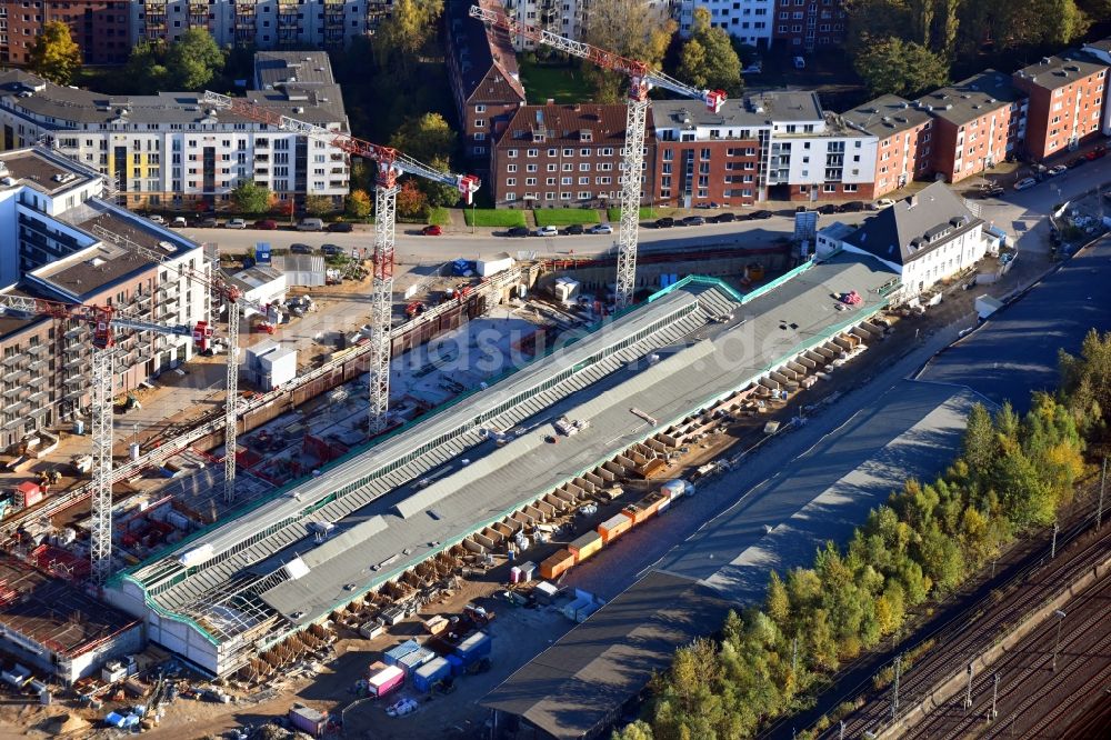 Luftbild Hamburg - Baustelle zum Neubau einer Mehrfamilienhaus-Wohnanlage Mitte Altona im Ortsteil Altona in Hamburg, Deutschland