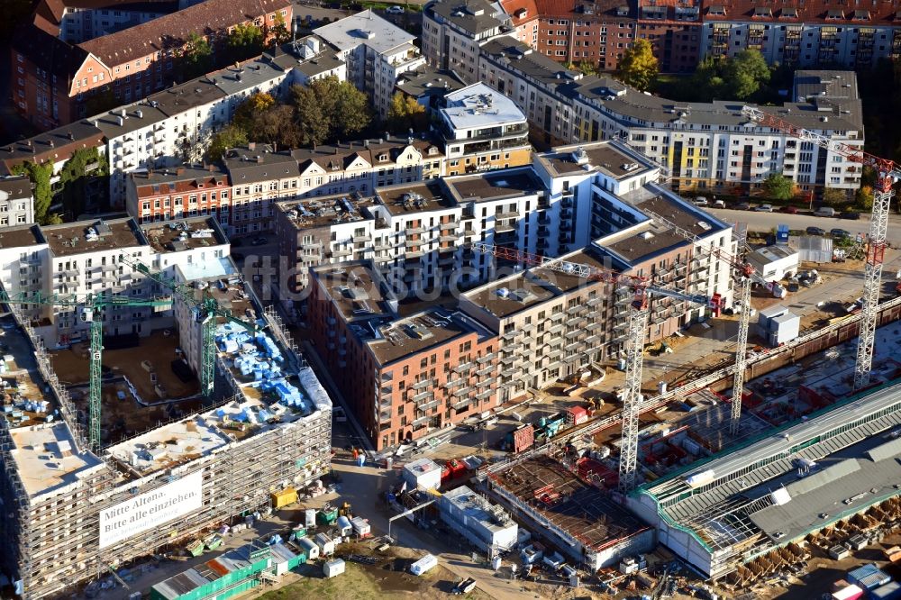 Hamburg aus der Vogelperspektive: Baustelle zum Neubau einer Mehrfamilienhaus-Wohnanlage Mitte Altona im Ortsteil Altona in Hamburg, Deutschland