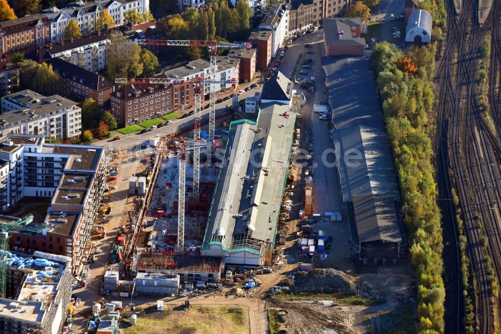 Luftbild Hamburg - Baustelle zum Neubau einer Mehrfamilienhaus-Wohnanlage Mitte Altona im Ortsteil Altona in Hamburg, Deutschland