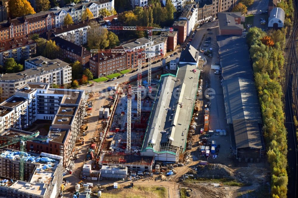 Luftaufnahme Hamburg - Baustelle zum Neubau einer Mehrfamilienhaus-Wohnanlage Mitte Altona im Ortsteil Altona in Hamburg, Deutschland