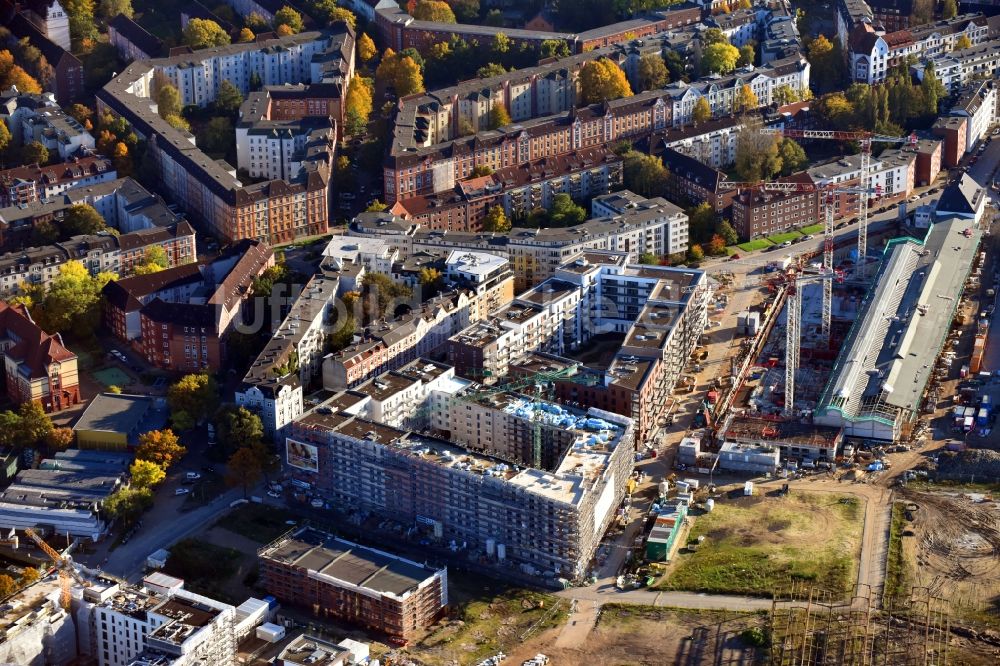 Luftaufnahme Hamburg - Baustelle zum Neubau einer Mehrfamilienhaus-Wohnanlage Mitte Altona im Ortsteil Altona in Hamburg, Deutschland