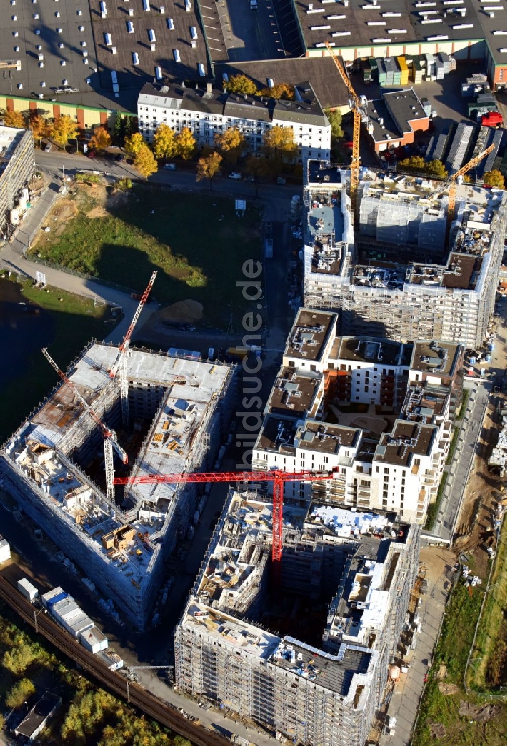 Luftaufnahme Hamburg - Baustelle zum Neubau einer Mehrfamilienhaus-Wohnanlage Mitte Altona im Ortsteil Altona in Hamburg, Deutschland