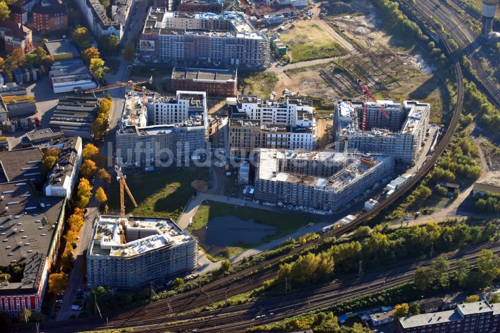 Hamburg von oben - Baustelle zum Neubau einer Mehrfamilienhaus-Wohnanlage Mitte Altona im Ortsteil Altona in Hamburg, Deutschland