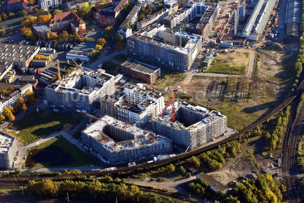 Luftaufnahme Hamburg - Baustelle zum Neubau einer Mehrfamilienhaus-Wohnanlage Mitte Altona im Ortsteil Altona in Hamburg, Deutschland