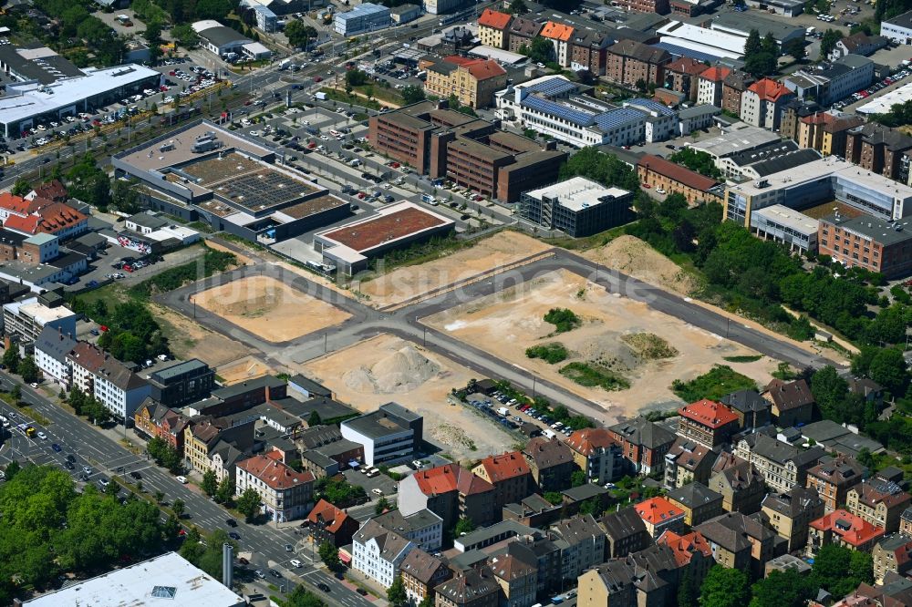 Braunschweig aus der Vogelperspektive: Baustelle zum Neubau einer Mehrfamilienhaus-Wohnanlage am Mittelweg in Braunschweig im Bundesland Niedersachsen, Deutschland