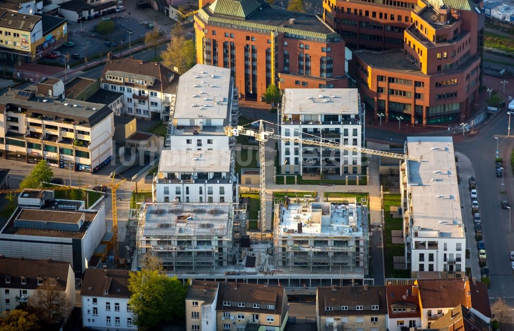 Hamm von oben - Baustelle zum Neubau einer Mehrfamilienhaus-Wohnanlage Museums-Quartier in der Stadtmitte in Hamm im Bundesland Nordrhein-Westfalen