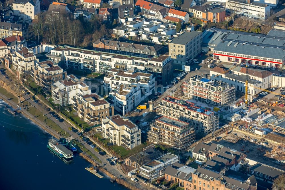 Luftaufnahme Essen - Baustelle zum Neubau einer Mehrfamilienhaus-Wohnanlage Neubaugebiet Am Wollboden - Promenadenweg im Ortsteil Stadtbezirke IX in Essen im Bundesland Nordrhein-Westfalen