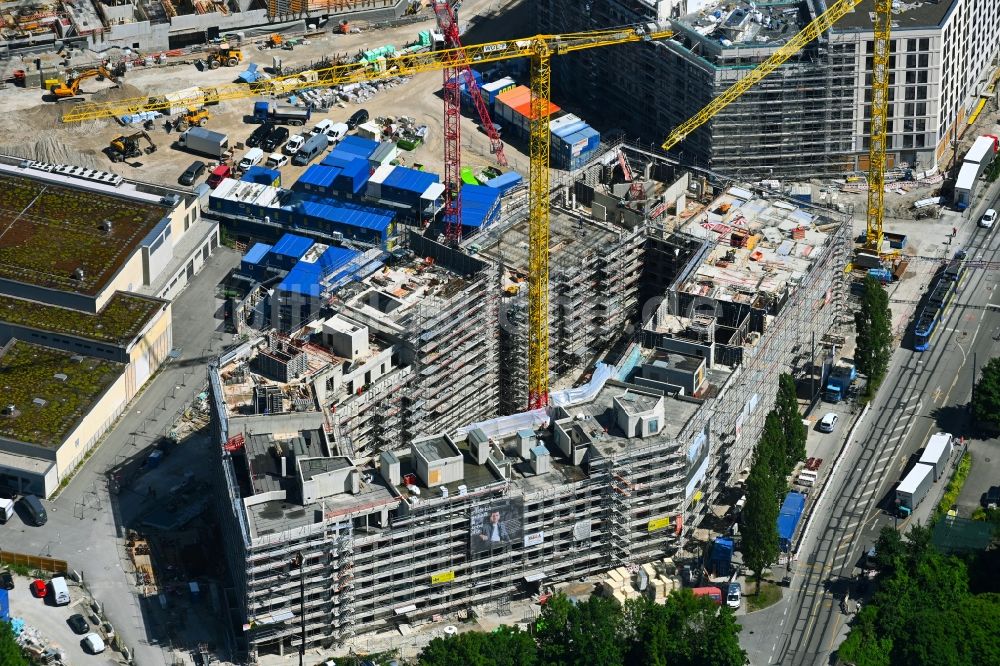 München von oben - Baustelle zum Neubau einer Mehrfamilienhaus-Wohnanlage Am Nockherberg Süd in München im Bundesland Bayern, Deutschland