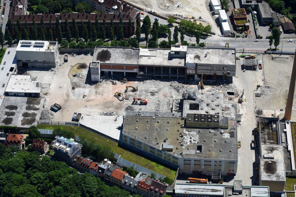 München aus der Vogelperspektive: Baustelle zum Neubau einer Mehrfamilienhaus-Wohnanlage Am Nockherberg im Ortsteil Au-Haidhausen in München im Bundesland Bayern, Deutschland