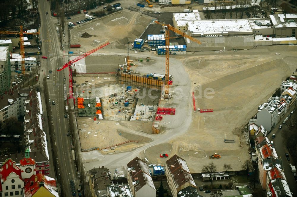 München aus der Vogelperspektive: Baustelle zum Neubau einer Mehrfamilienhaus-Wohnanlage Am Nockherberg im Ortsteil Au-Haidhausen in München im Bundesland Bayern, Deutschland